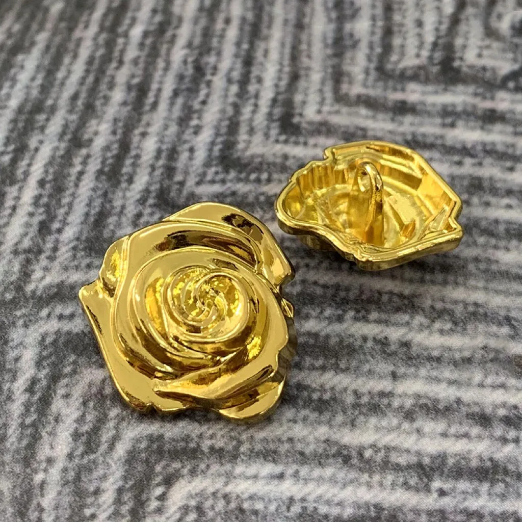 15/18/23mm 3D Vintage Flower Rose Hand Sewing Metal Buttons for Sweaters 50pcs