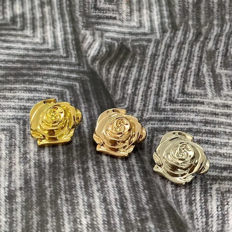 15/18/23mm 3D Vintage Flower Rose Hand Sewing Metal Buttons for Sweaters 50pcs