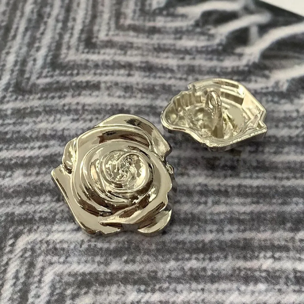 15/18/23mm 3D Vintage Flower Rose Hand Sewing Metal Buttons for Sweaters 50pcs