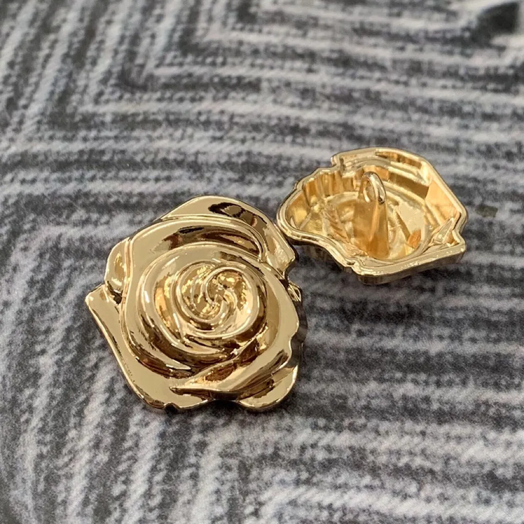 15/18/23mm 3D Vintage Flower Rose Hand Sewing Metal Buttons for Sweaters 50pcs