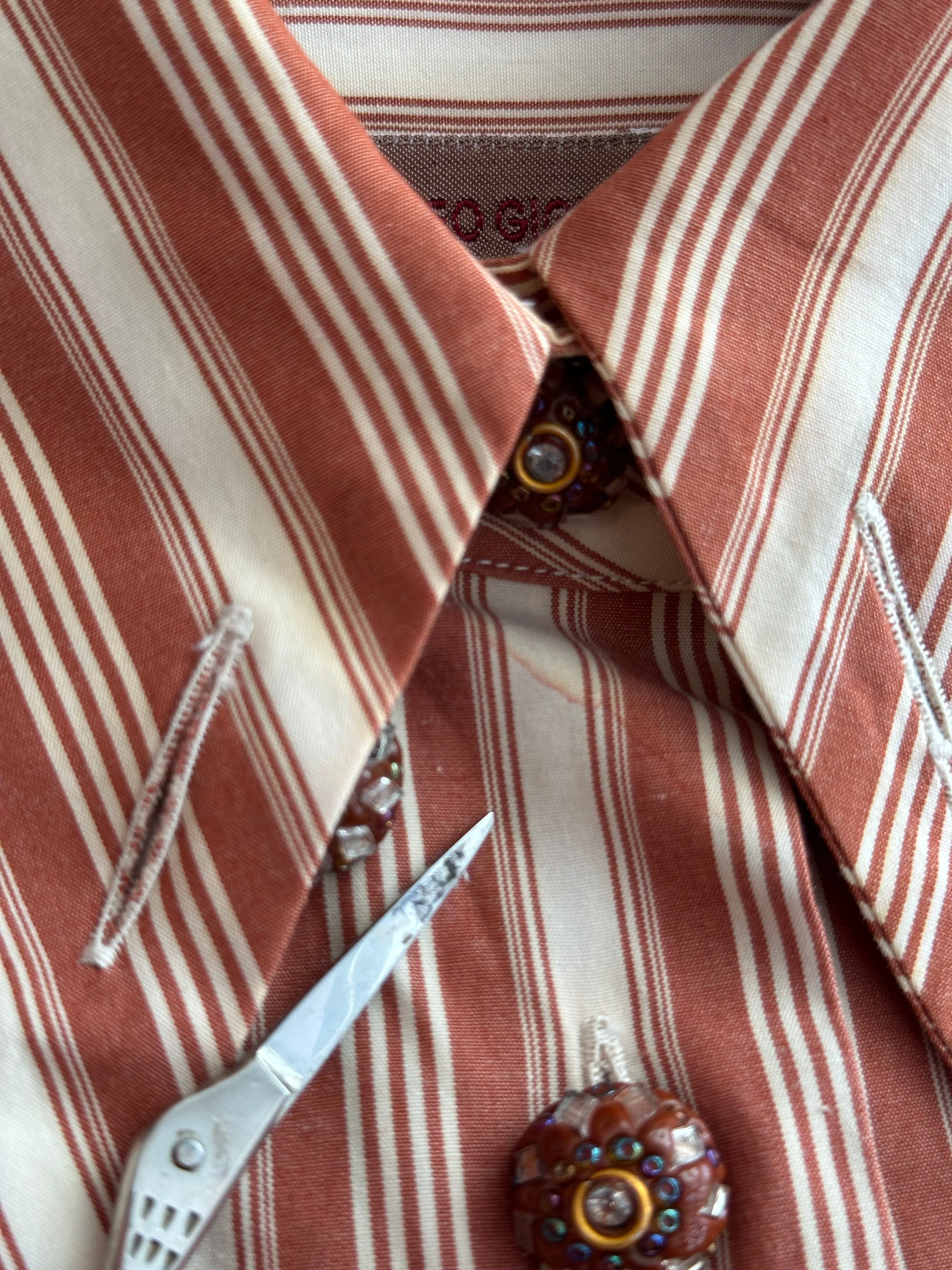 1994 Romeo Gigli Embellished Stripe Shirt*