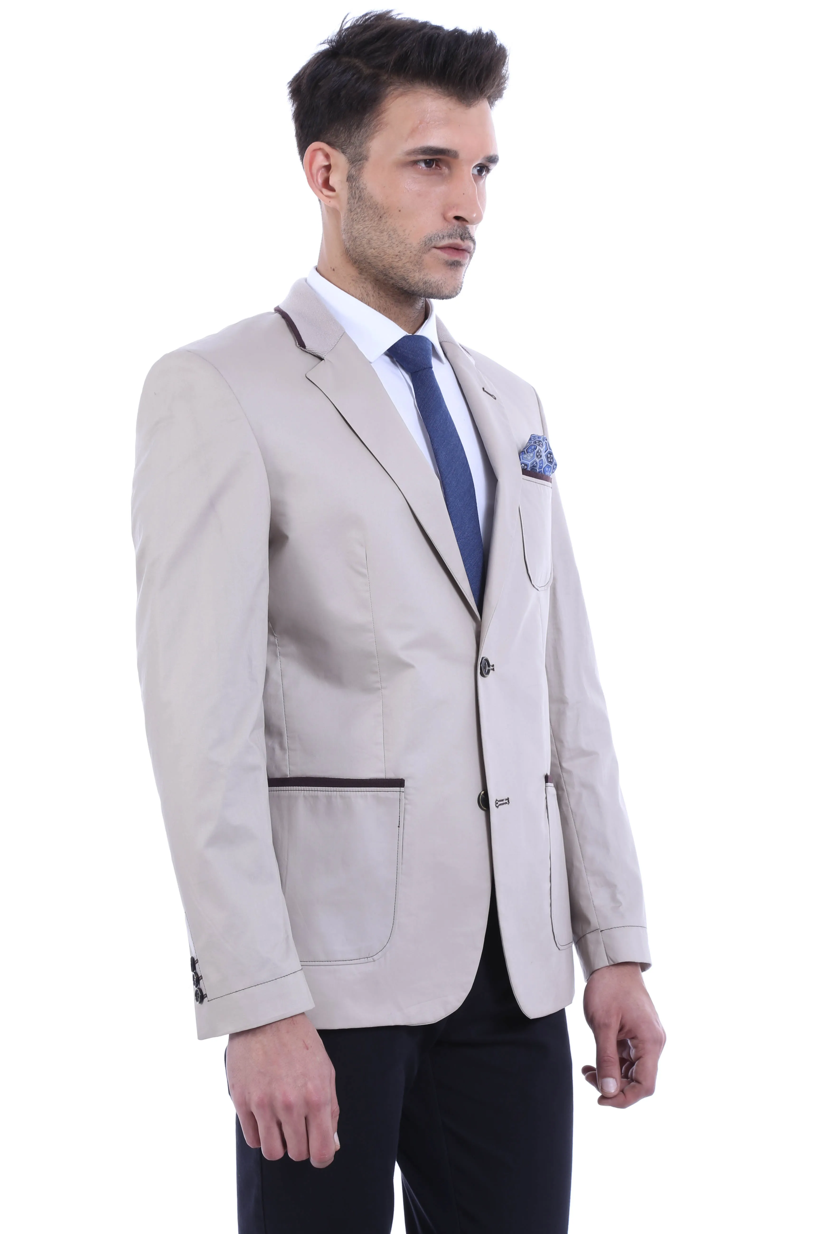 2 Button Bag Pocket Cream Jacket-Wessi