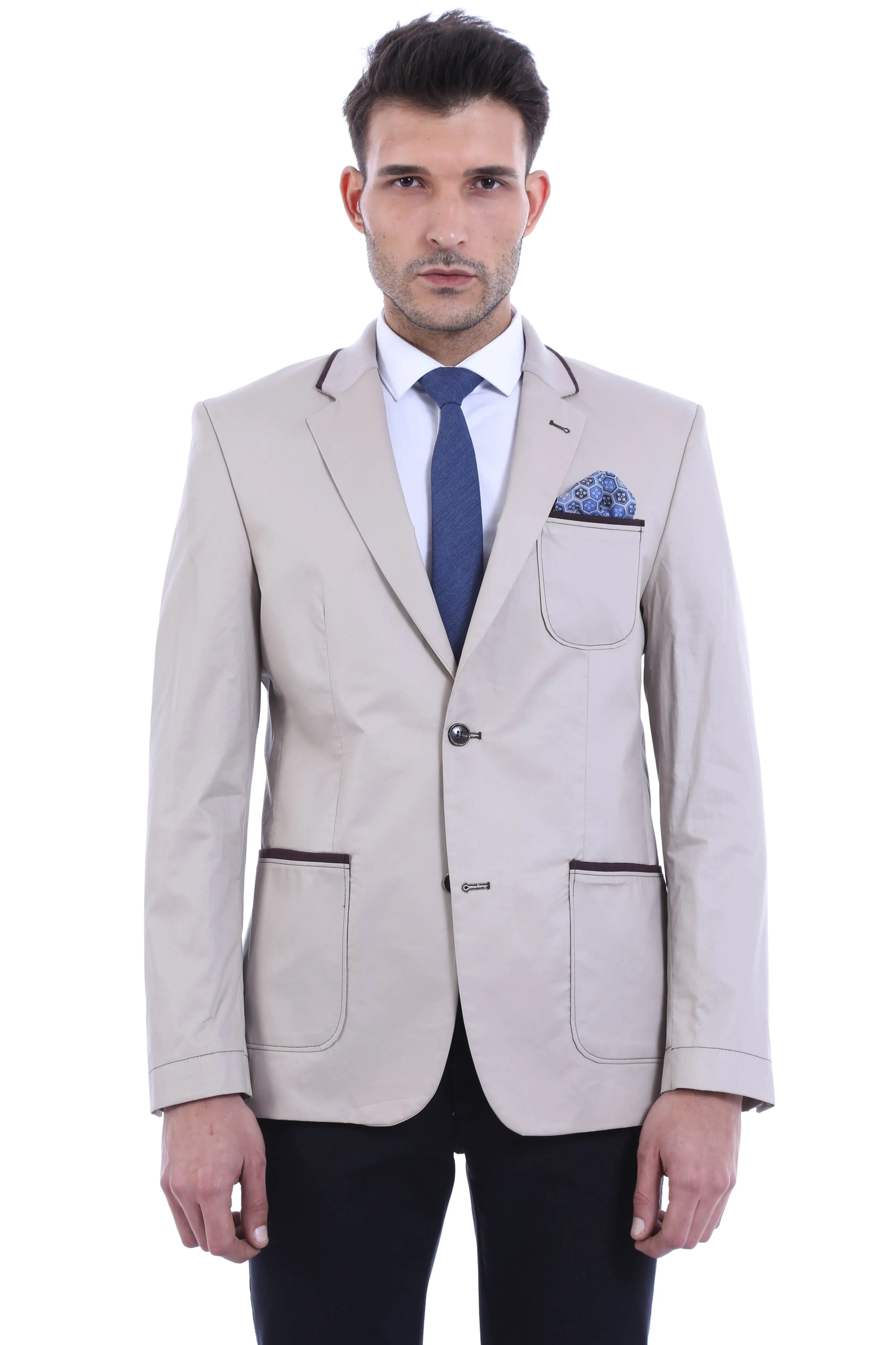2 Button Bag Pocket Cream Jacket-Wessi