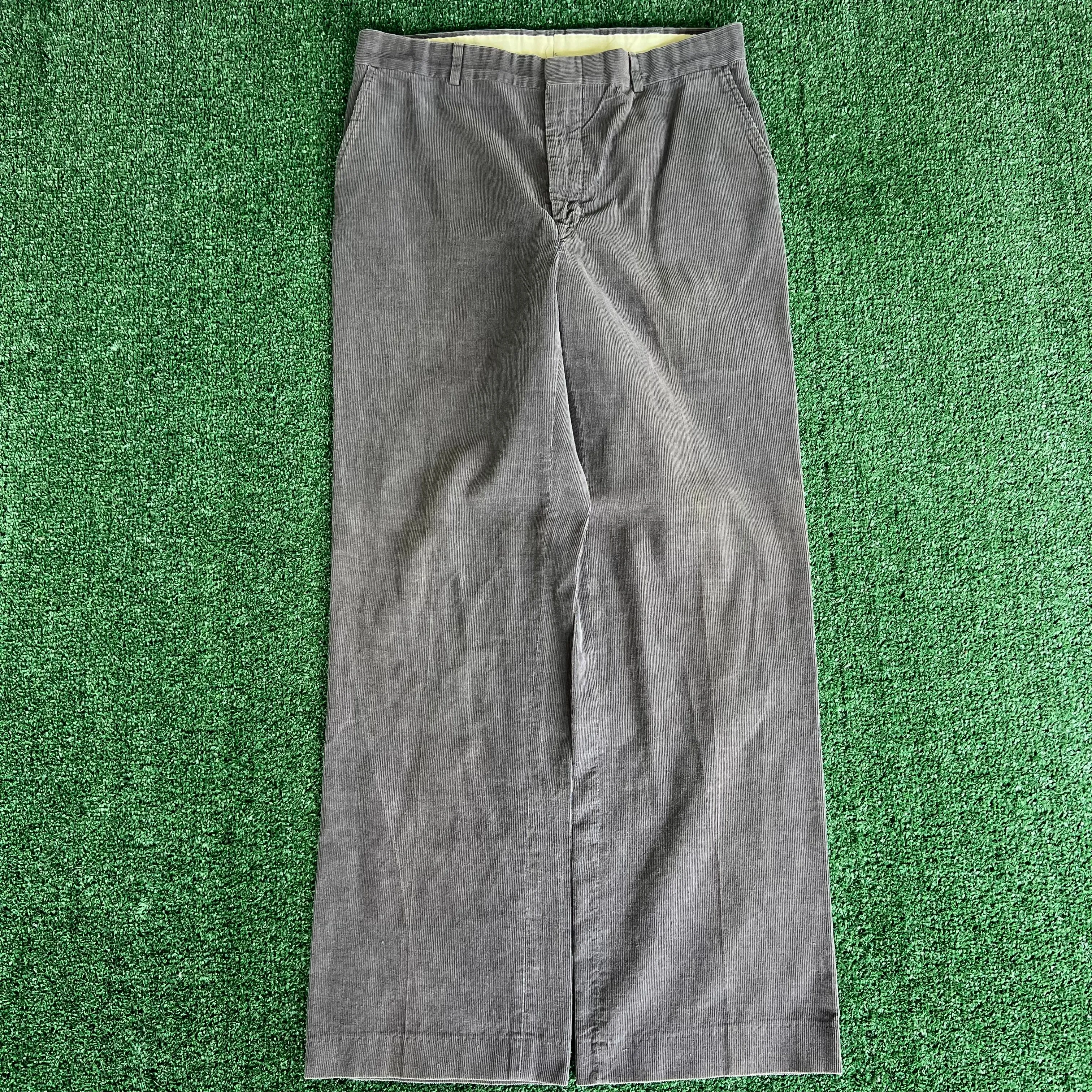 70s Gray Corduroy Wide-Leg Baggy Pants - 32x29.75" 19.5" Openings
