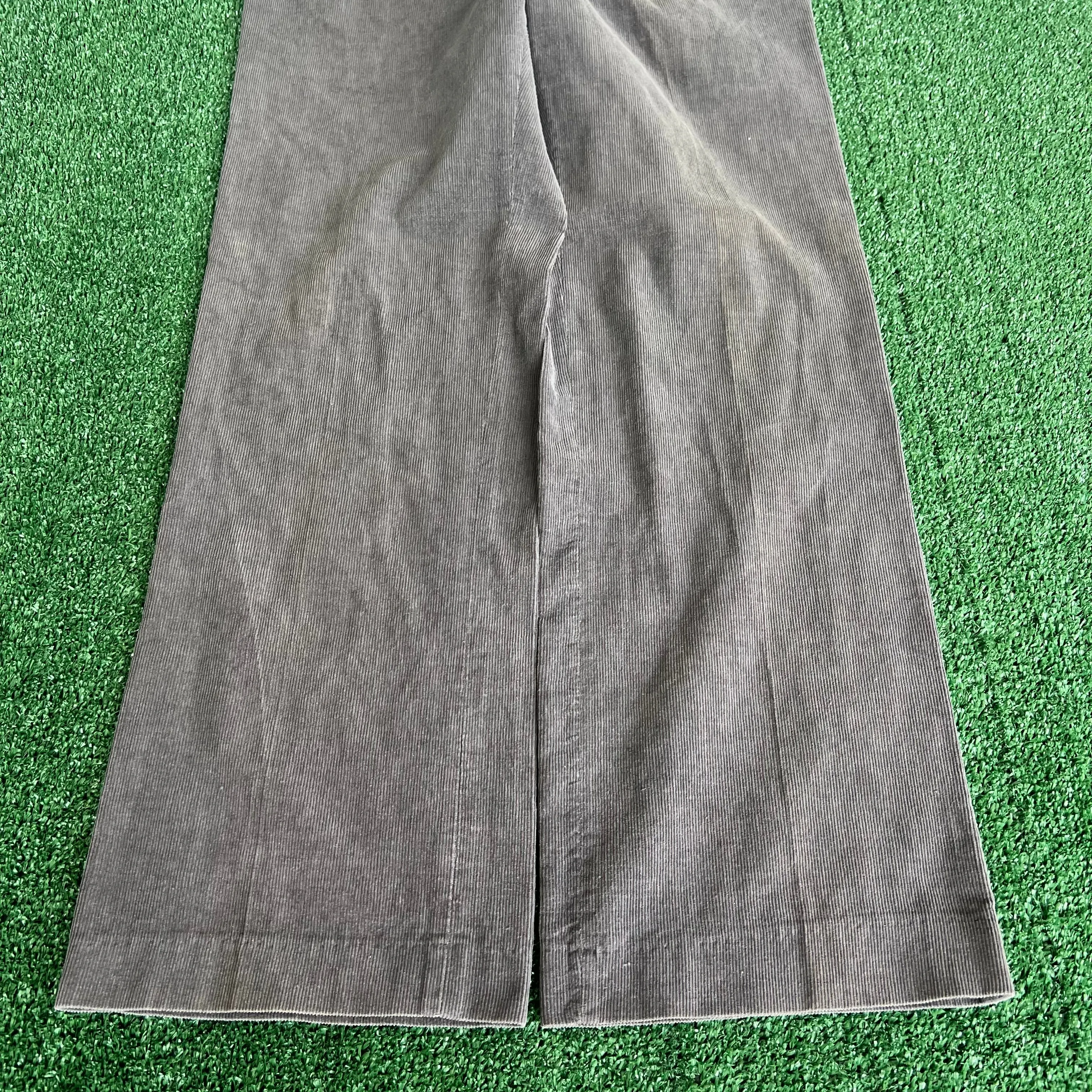 70s Gray Corduroy Wide-Leg Baggy Pants - 32x29.75" 19.5" Openings