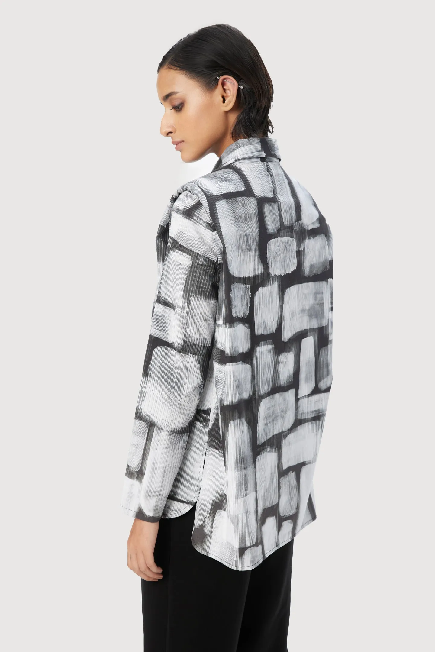 A-Line Shirt with Structured Pleated Shoulder