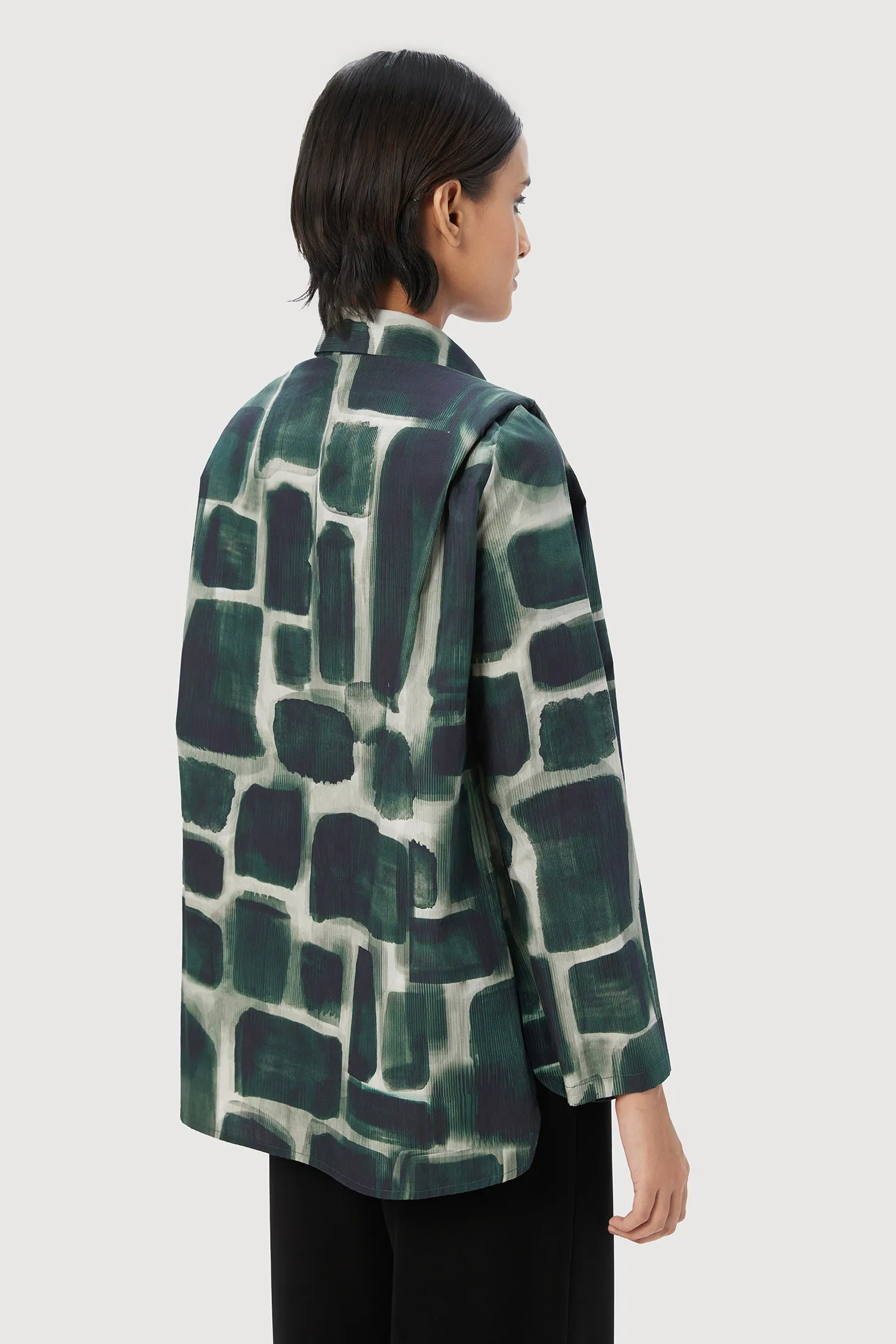 A-Line Shirt with Structured Pleated Shoulder