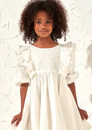 Alessandra White Broderie Ruffle Dress