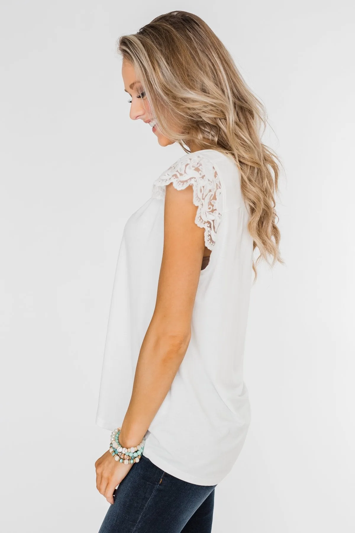 All I've Ever Needed Lace Top- Off White
