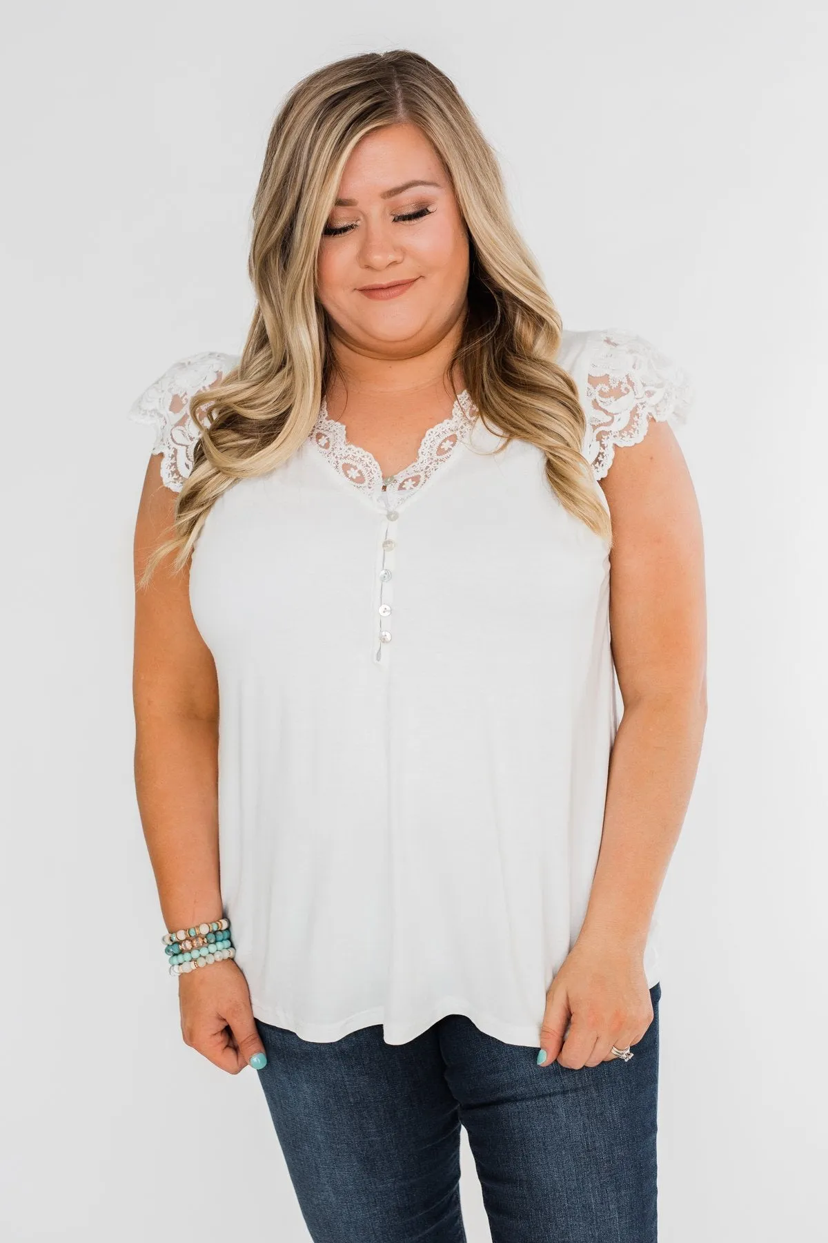All I've Ever Needed Lace Top- Off White