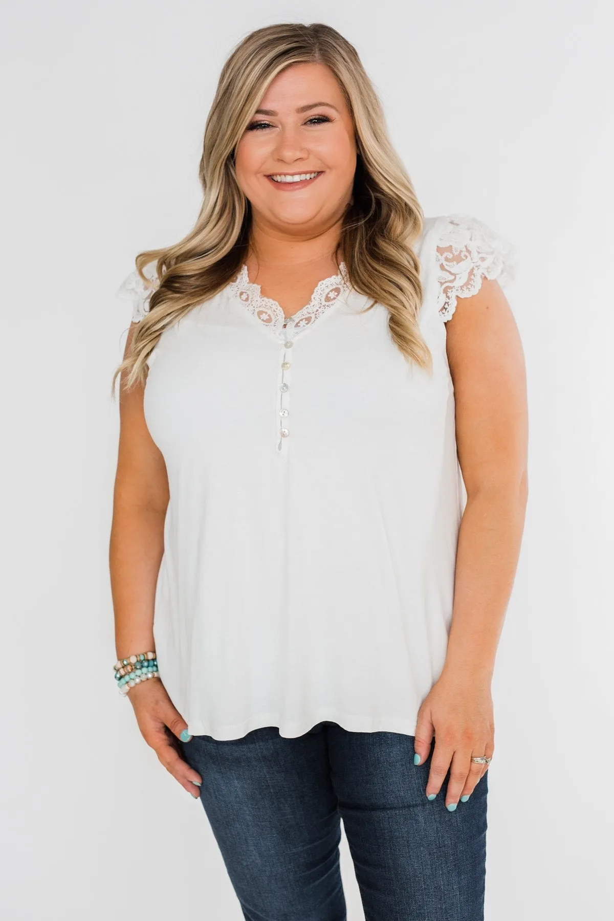 All I've Ever Needed Lace Top- Off White