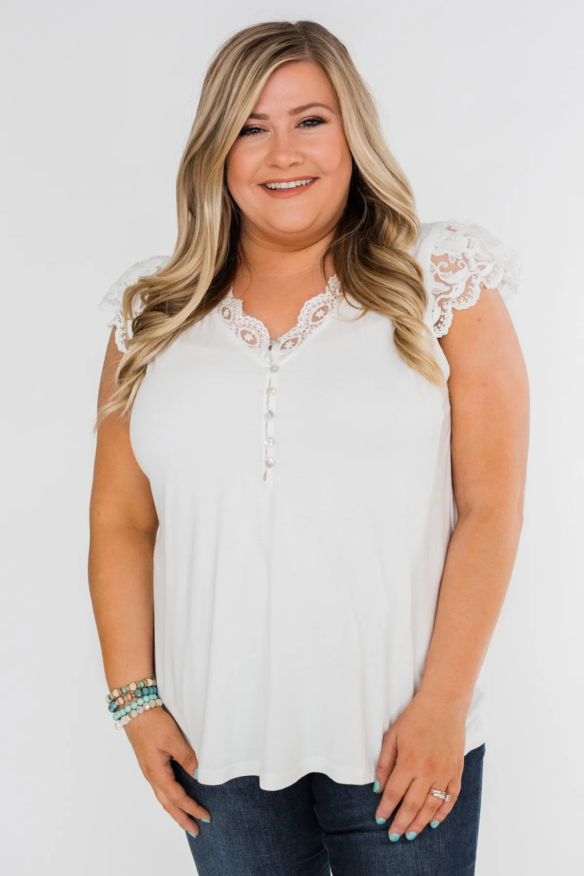 All I've Ever Needed Lace Top- Off White