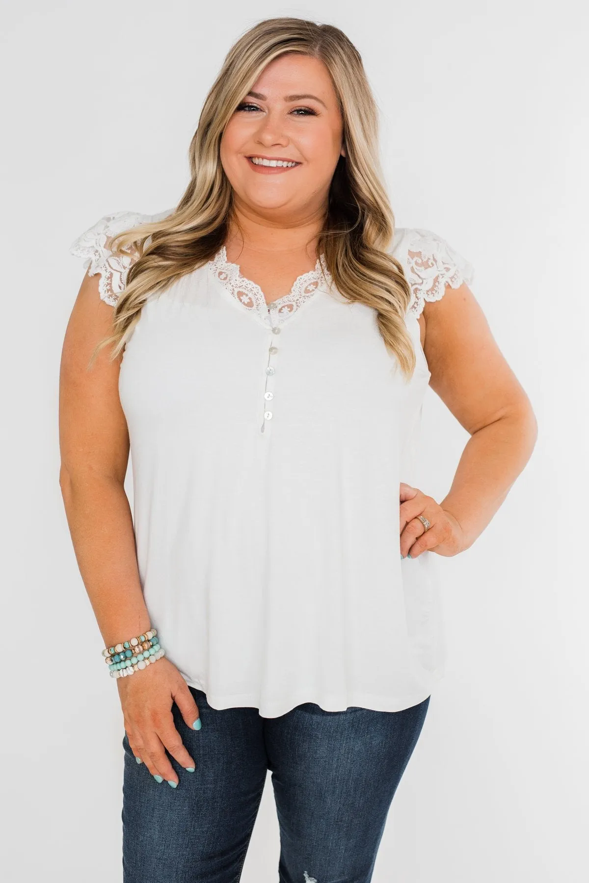 All I've Ever Needed Lace Top- Off White