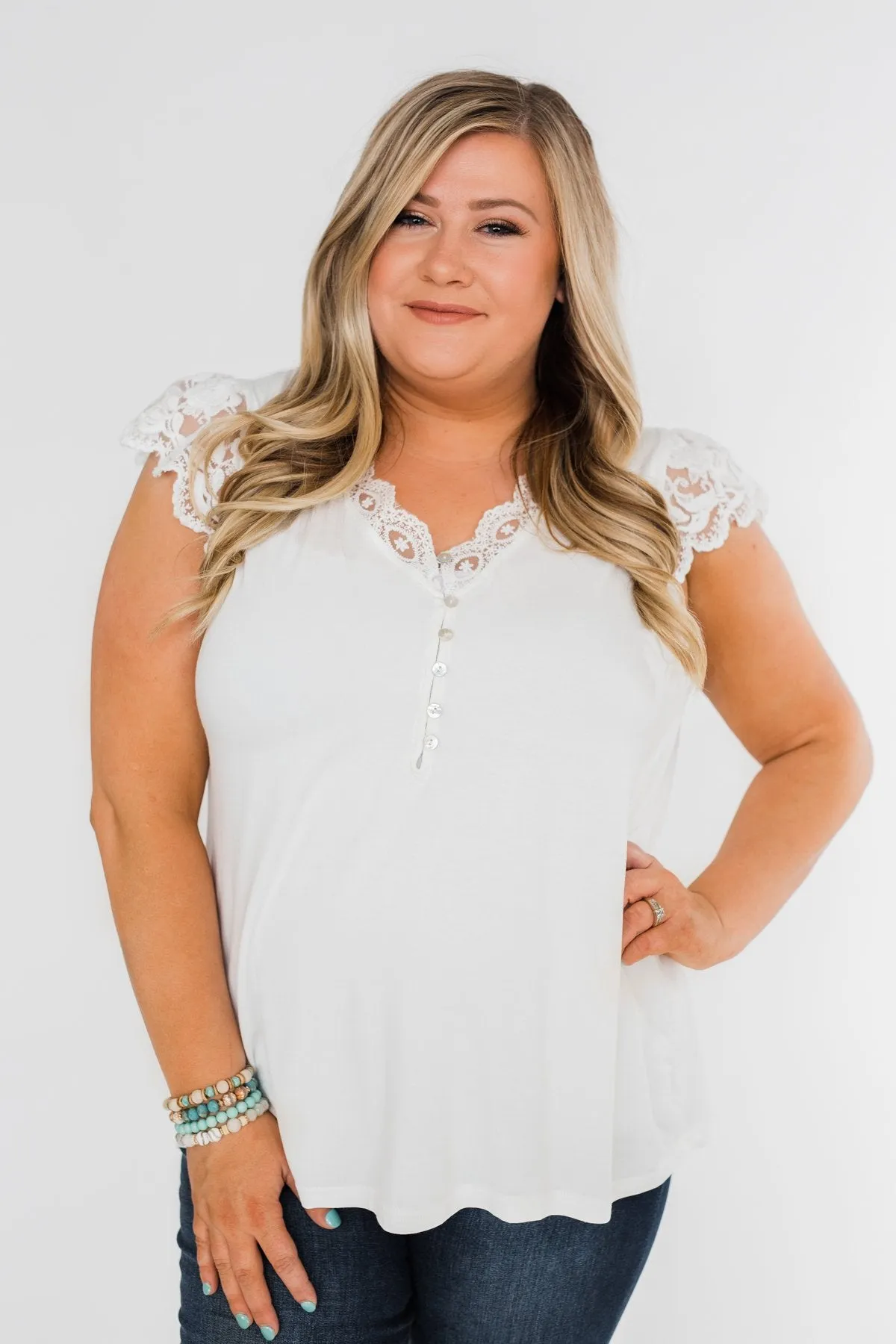 All I've Ever Needed Lace Top- Off White