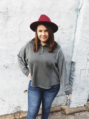 Always Good Pullover Top: Charcoal