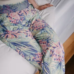 AOP CHALLIS PANT WITH RUSHED WB