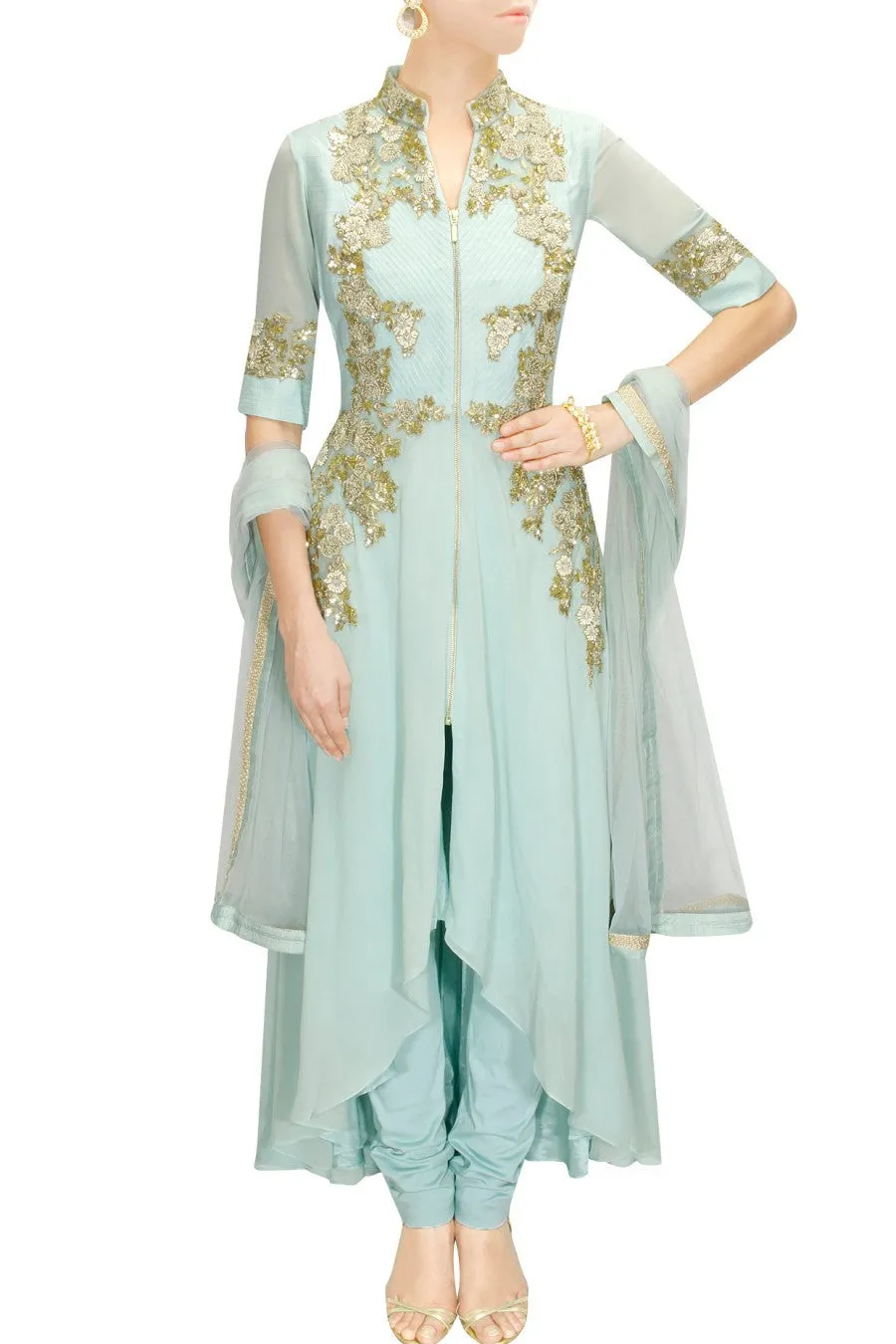 Aqua High-Low Kalidaar Kurta Set
