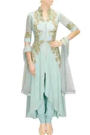 Aqua High-Low Kalidaar Kurta Set