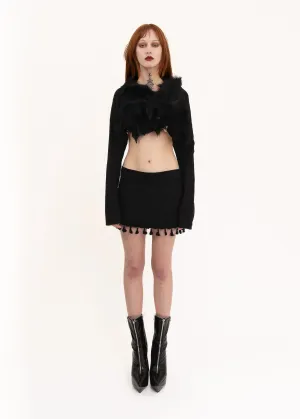 Asymmetric draped cowhide jacket