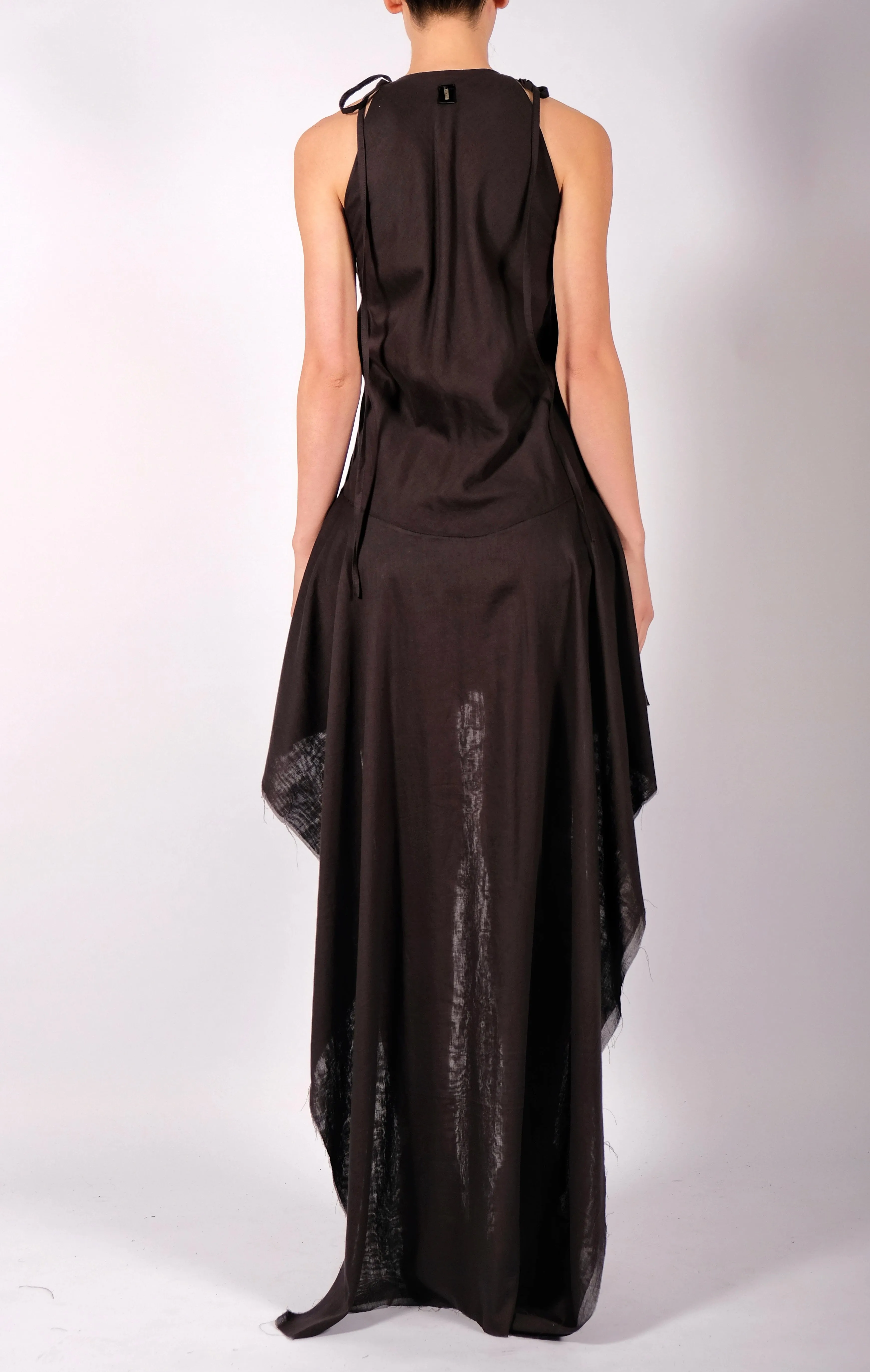 Asymmetrical Light Cotton Mini Dress with Ruffles
