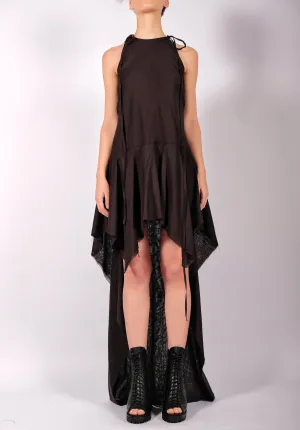 Asymmetrical Light Cotton Mini Dress with Ruffles