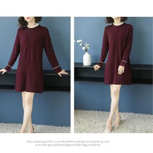 Autumn and Winter Sweater Mid-length Loose Long-sleeved Bottoming Shirt Fashion Knitted Dress