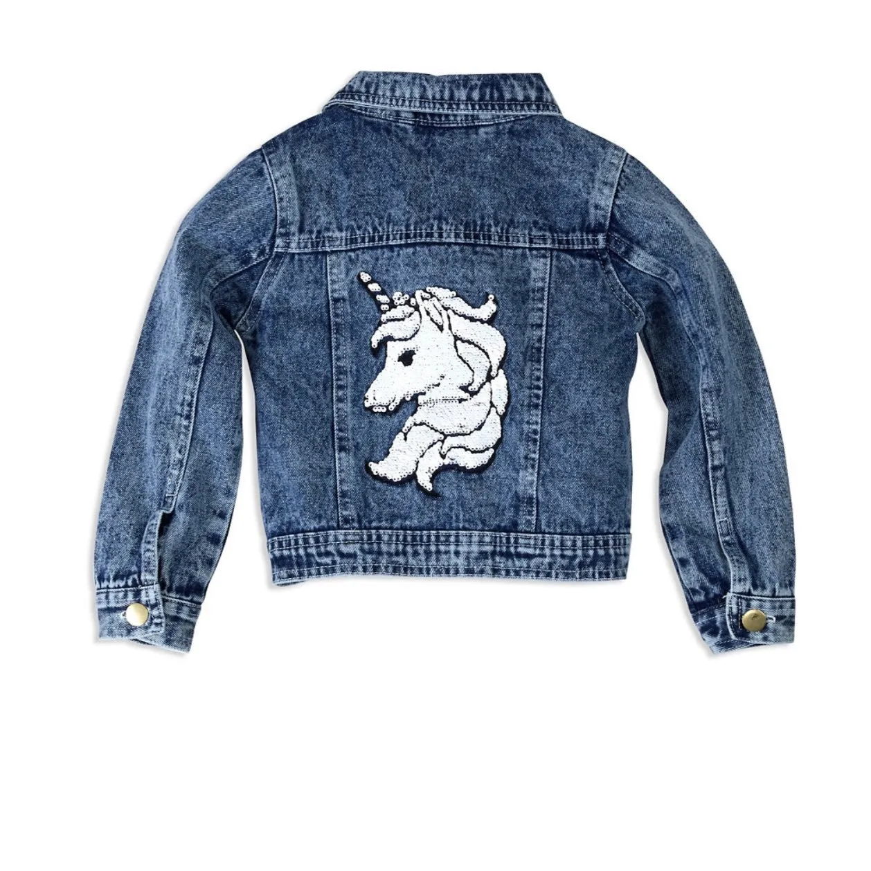Baby Girl Reversible Sequin Patch Denim Jacket