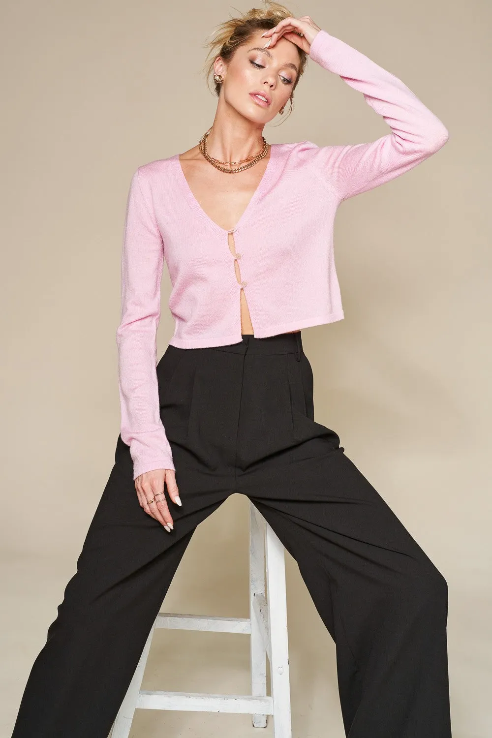 Ballerina Pink Button Cardigan