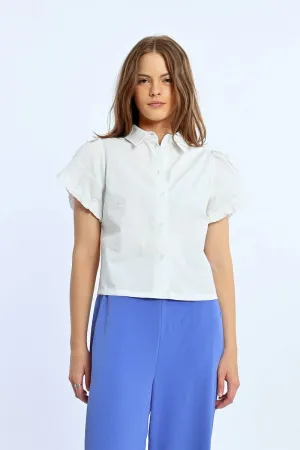 Balloon Sleeve Shirt (White)