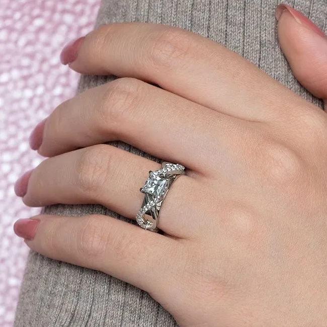 Barkev's Princess Cut Criss Cross Diamond Engagement Ring