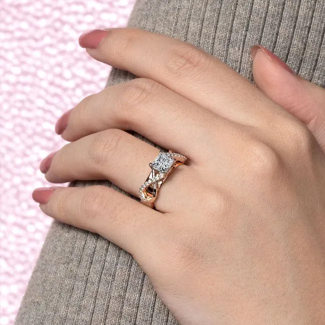 Barkev's Princess Cut Criss Cross Diamond Engagement Ring