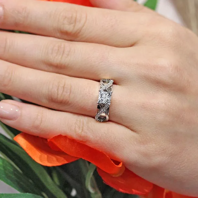 Barkev's Princess Cut Criss Cross Diamond Engagement Ring
