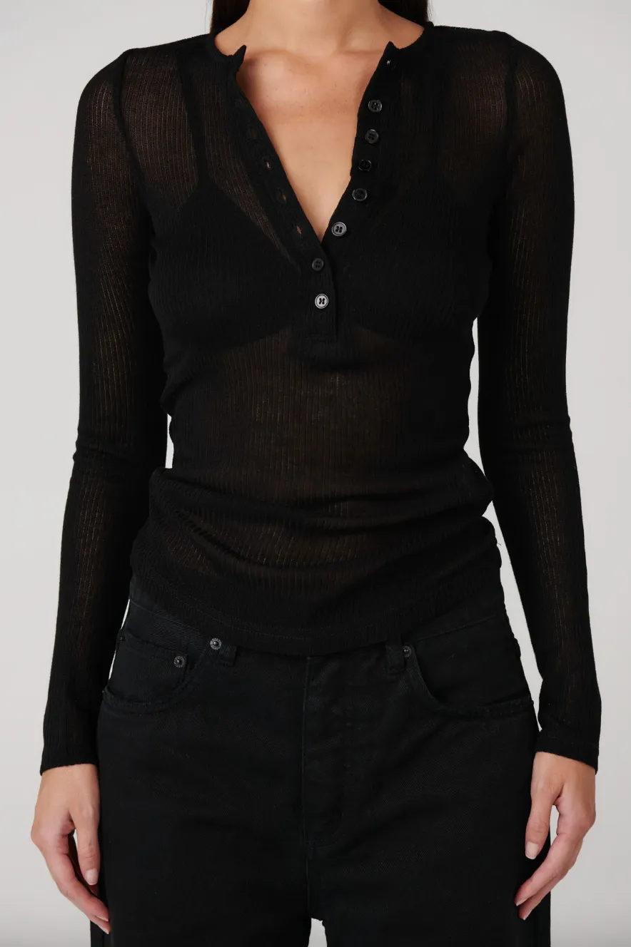 BAYSE XAVIER BUTTON UP TOP - BLACK
