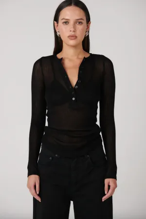 BAYSE XAVIER BUTTON UP TOP - BLACK