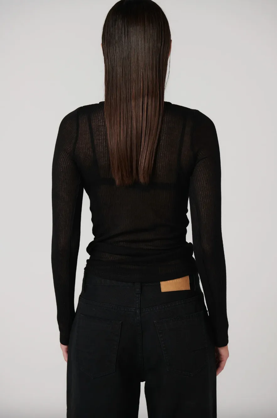 BAYSE XAVIER BUTTON UP TOP - BLACK