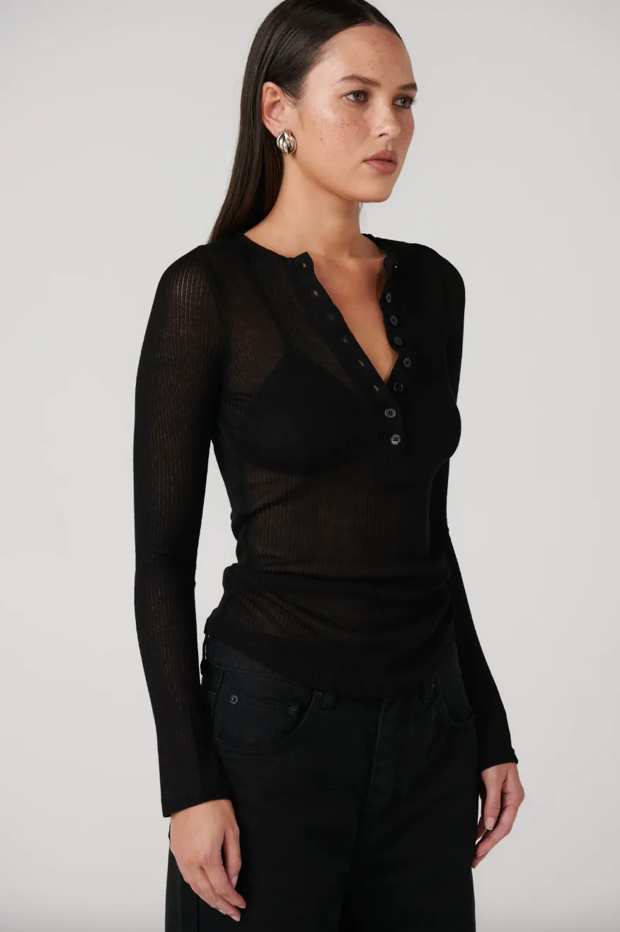 BAYSE XAVIER BUTTON UP TOP - BLACK
