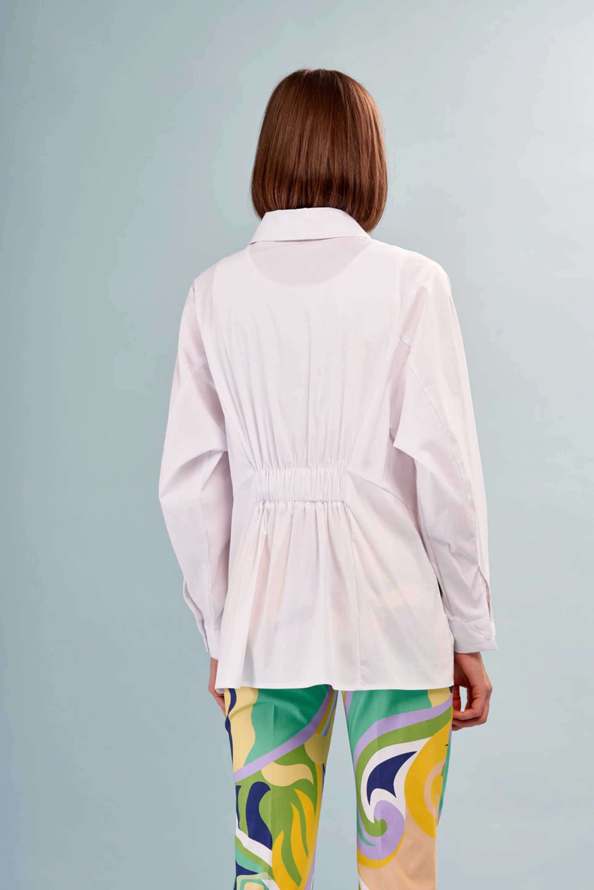 BCT18A87 Button Up Top with Ruched Back