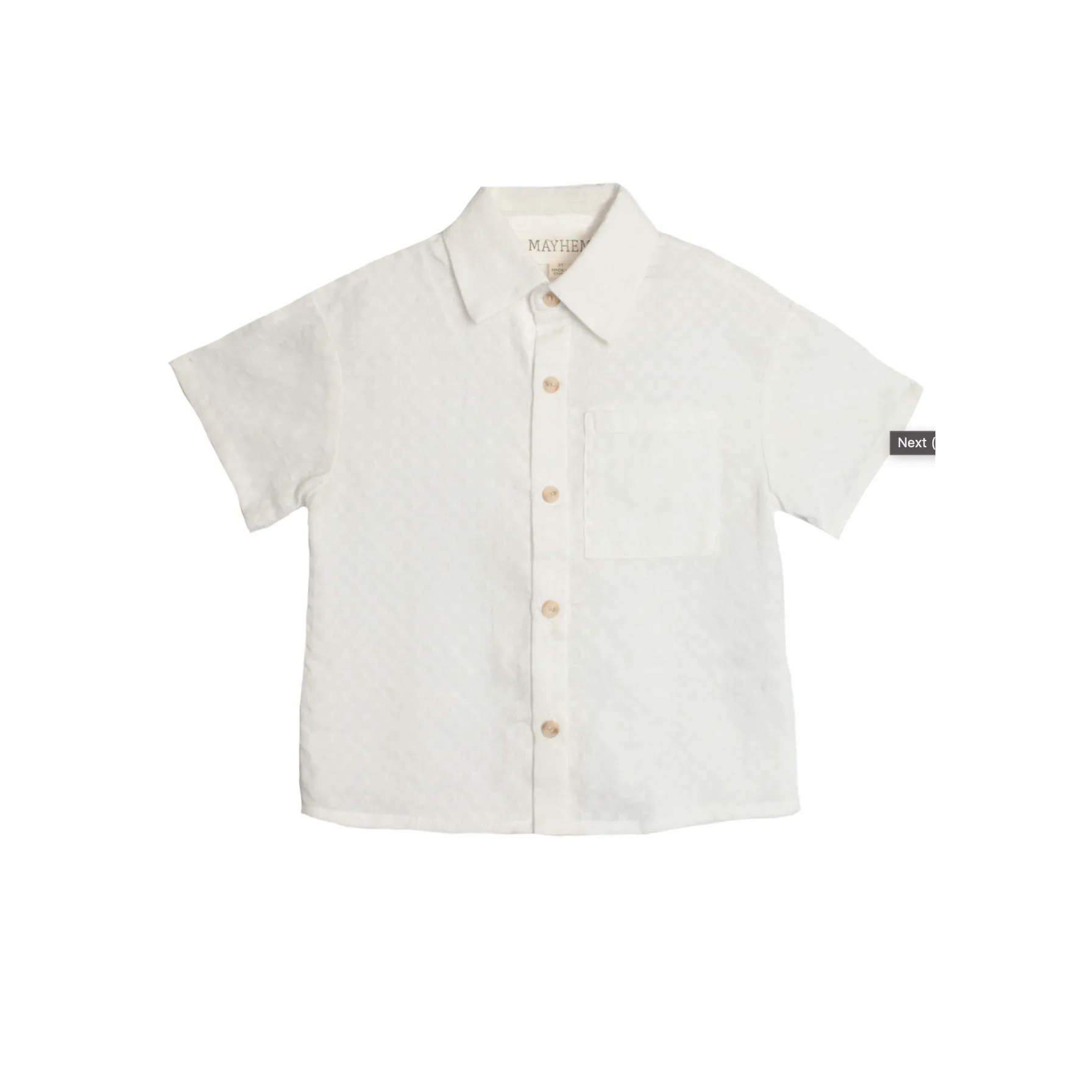 Beckett Bear White Gingham Dreams Button Top