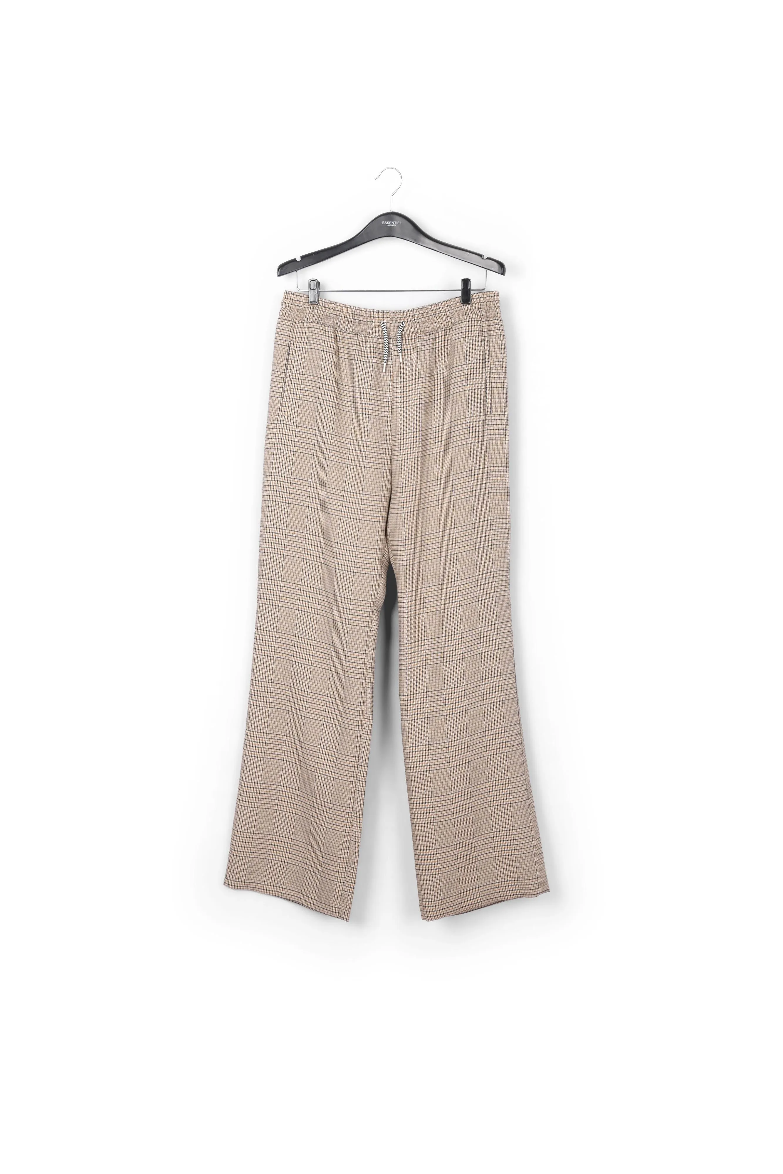 Beige checked wide-leg pants