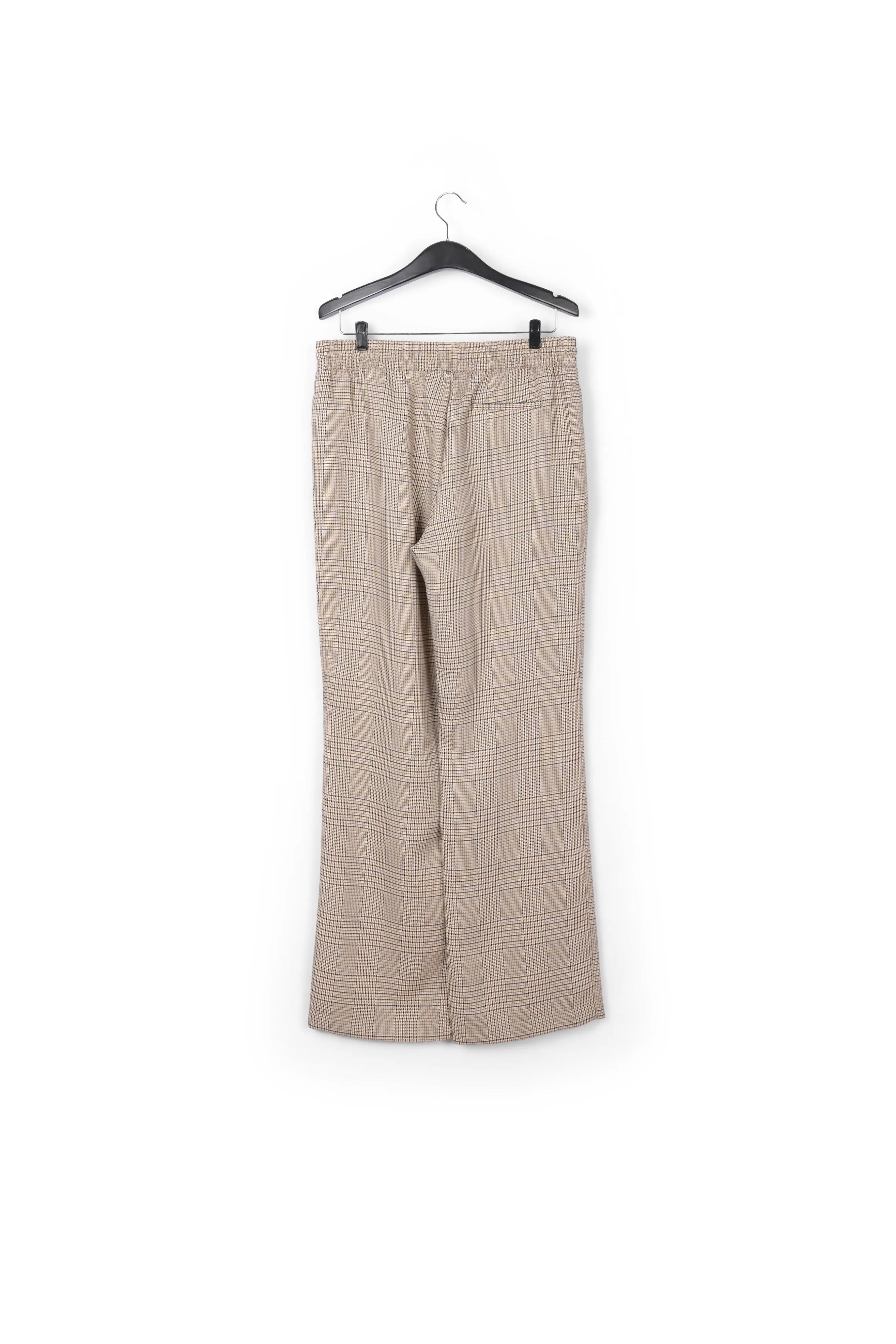 Beige checked wide-leg pants