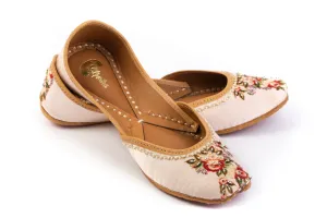 Beige Digital Print Leather Ladies Jutti - Floral Blush