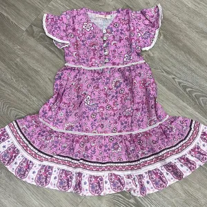 Bela & Nuni Pink & Lilac Floral Ruffle Button Dress