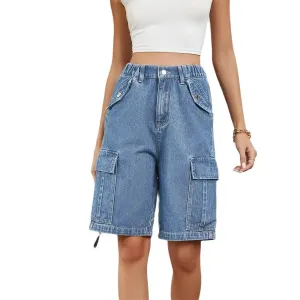 Belda® | Women'S Mid-Waist Stretch Denim Cargo Shorts