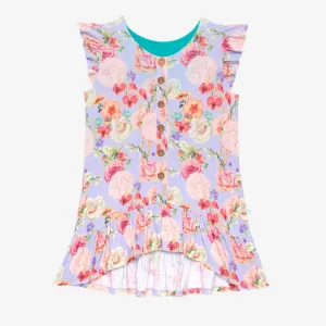 Bellamy Henley Ruffled Capsleeve Hi Low Dress