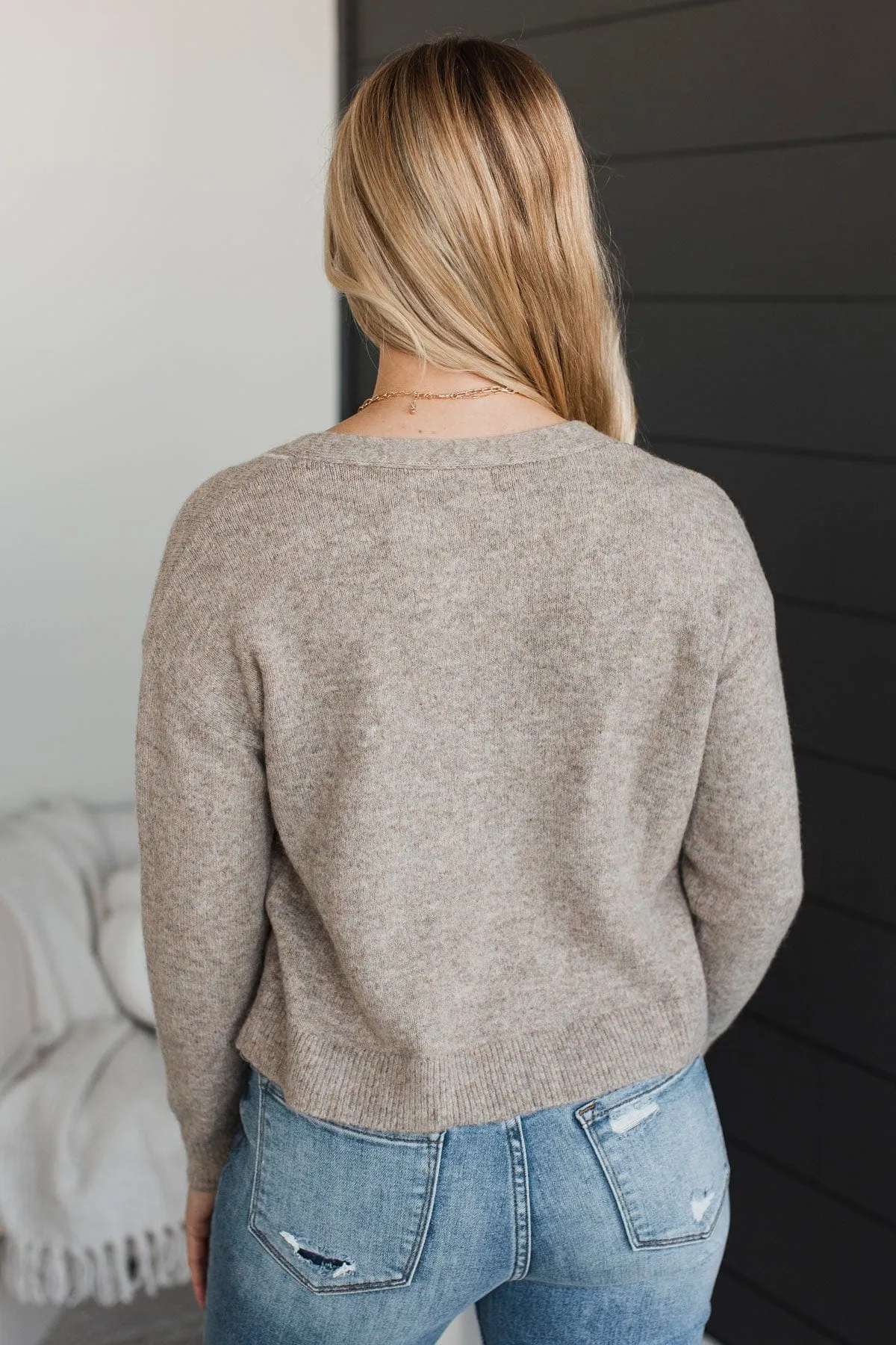 Best Efforts Knit Button Cardigan- Mushroom