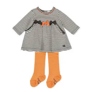 Black & White Striped Dress and Tights