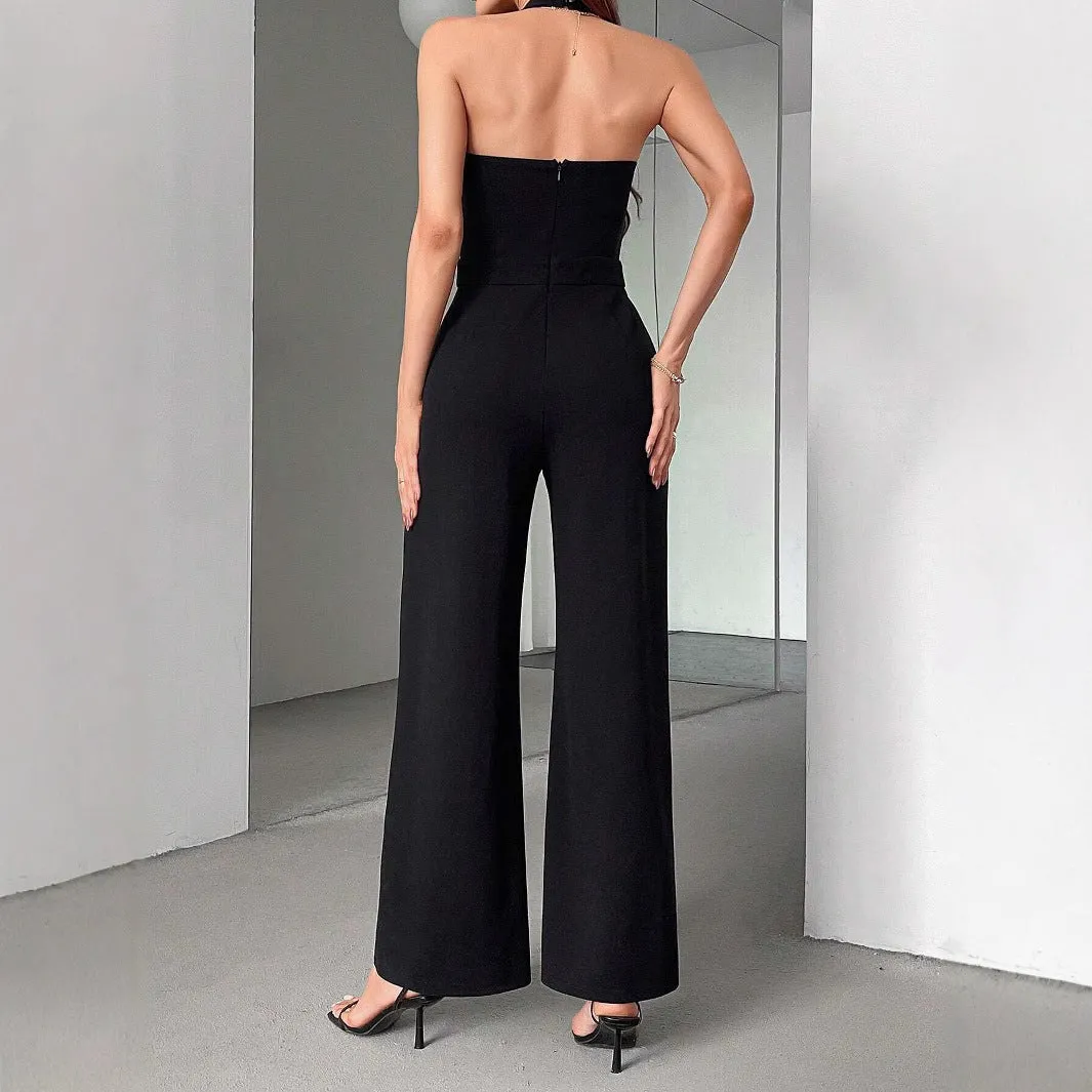 Black And White Halter Jumpsuit