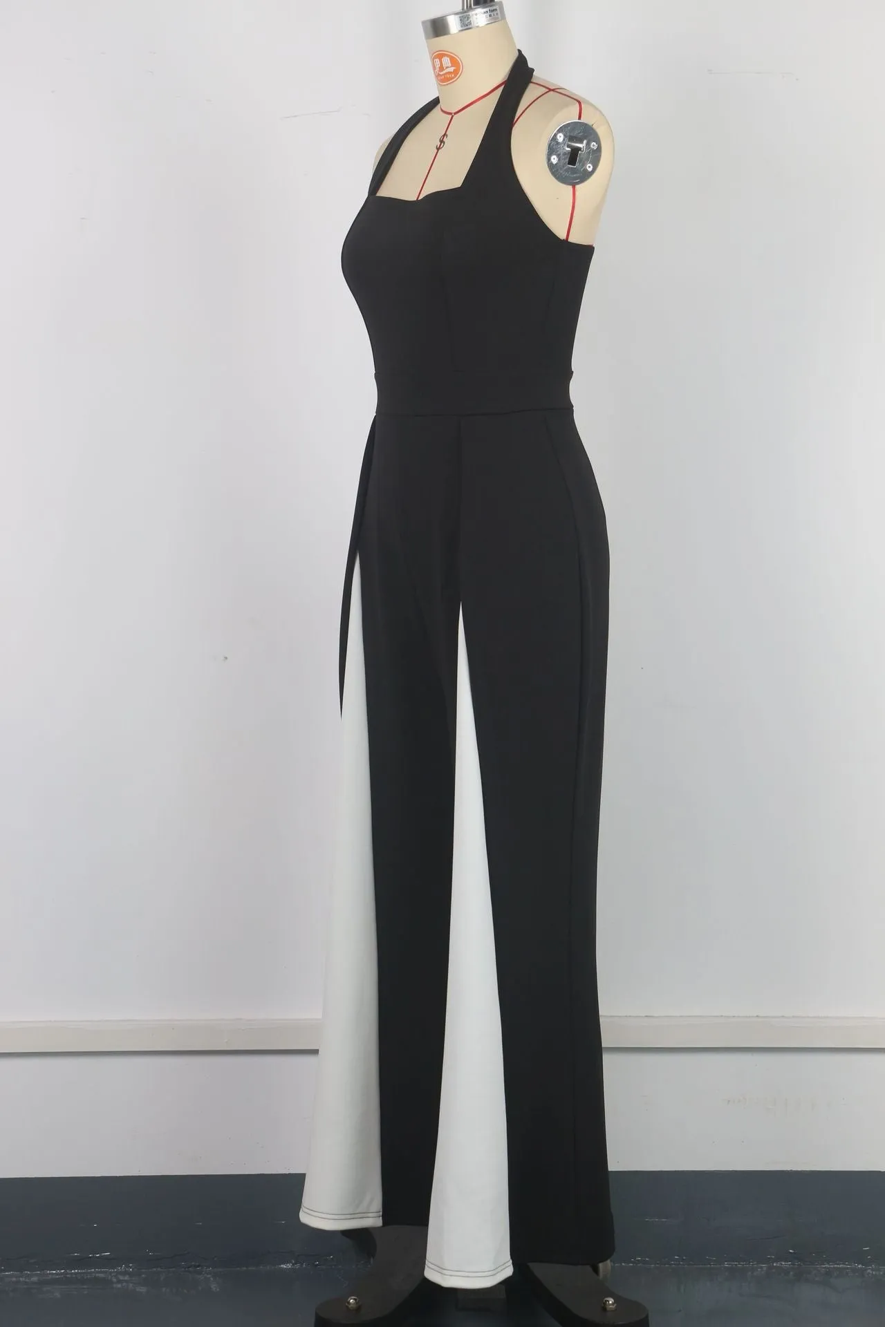 Black And White Halter Jumpsuit