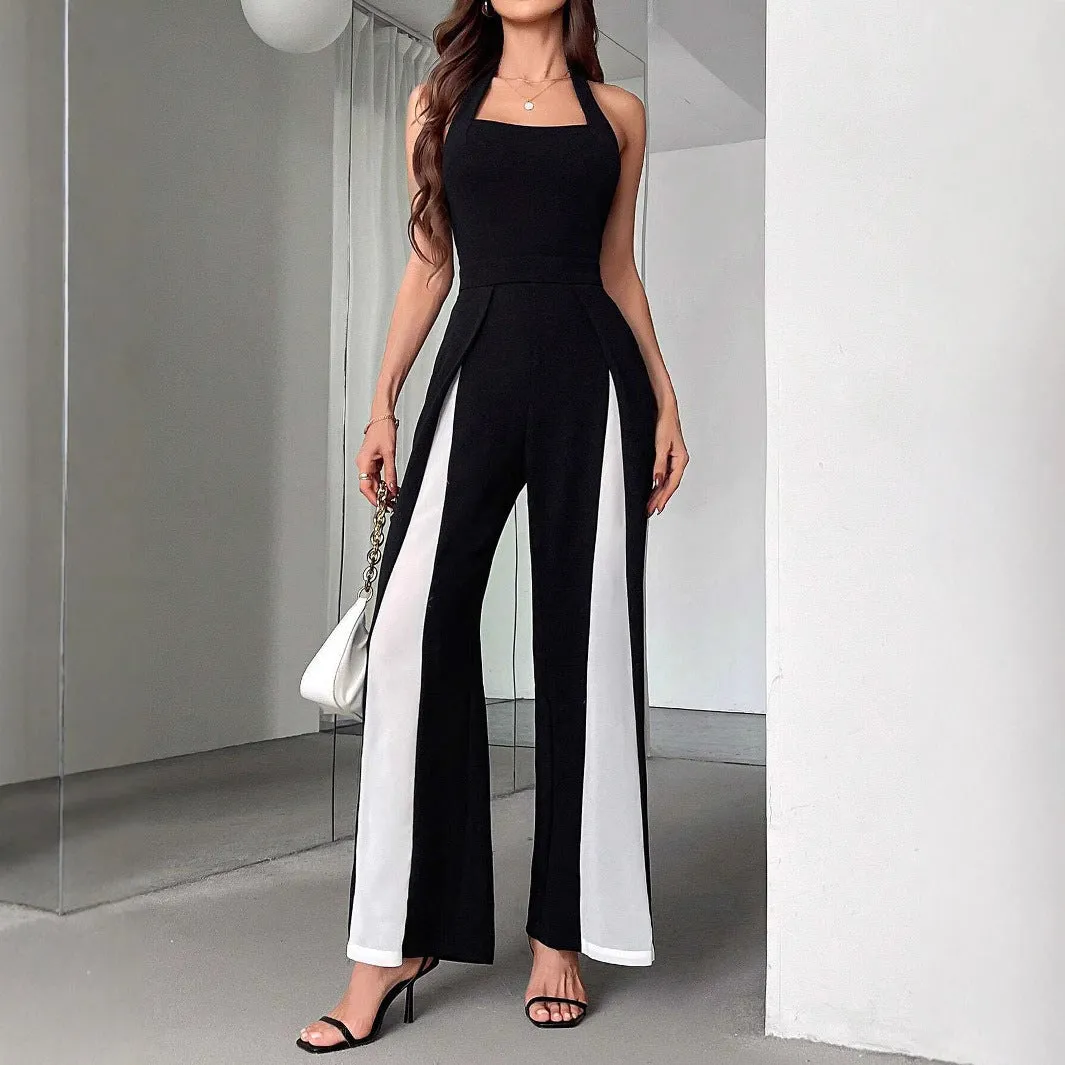 Black And White Halter Jumpsuit