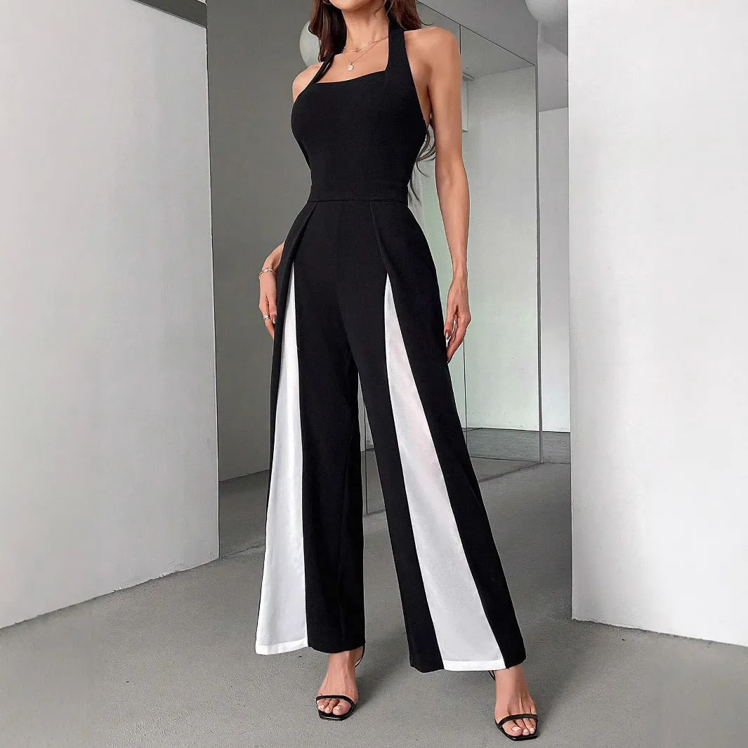 Black And White Halter Jumpsuit